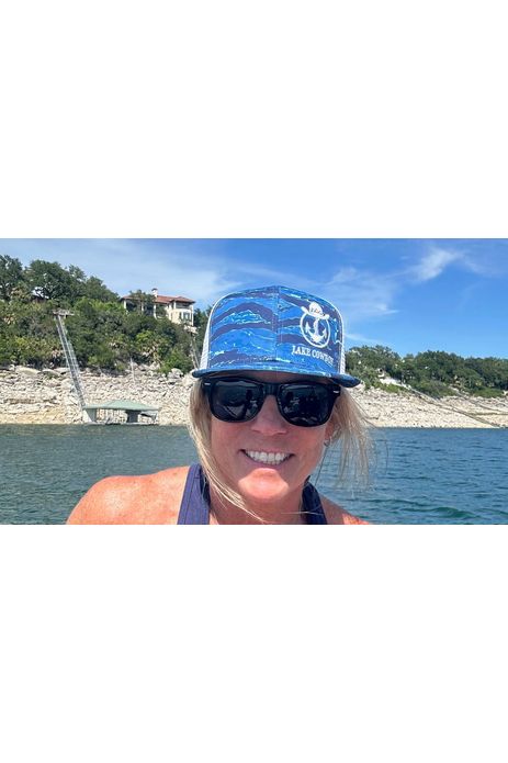 Photo of Lake Cowboy Blue Water Camo Baseball Hat on Instagram Model Leslie