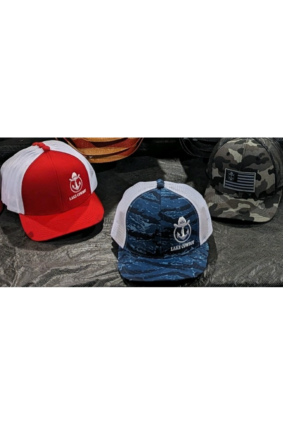 Photo of Lake Cowboy Blue Water Camo Hat with Other Hats