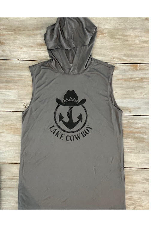 Lake Cowboy Cut-Off T-Shirt Hoodie (Gray)